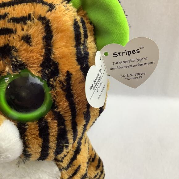 Ty Beanie Boo Stripes - Non Sparkle Eyes - With Damaged Hang Tag - Otherwise New - Picture 3 of 6